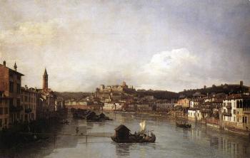 貝爾納多 貝洛托 View of Verona and the River Adige from the Ponte Nuovo